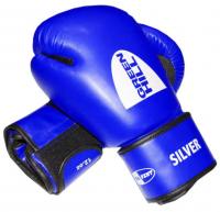 BGS-2039 Боксерские перчатки SILVER 14oz синие