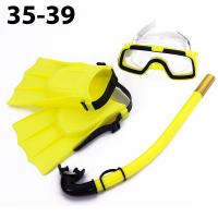 E33155 Набор для плавания 35-39 подростковый маска трубка + ласты (желтый) (ПВХ)