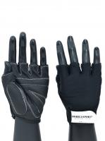 Перчатки для фитнеса с фиксатором unisex кожа черные Q12 XXL