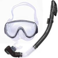 E33176-8 Набор для плавания взрослый маска+трубка (силикон) (черный)