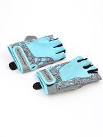 Перчатки для фитнеса женские замш серо-голубые  X10 M