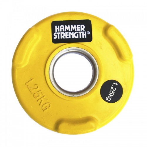 Диск олимпийский цветной HAMMER STRENGTH WP074 обрезиненный, желтый 1,25 кг