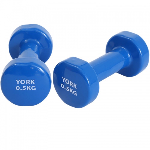 YGB200 Гантель виниловая "York" 0.5 кг (синий)  B31382