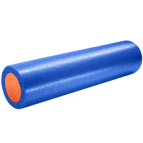 PEF100-61-5 Ролик для йоги полнотелый 2-х цветный (сине/оранжевый) 61х15см.