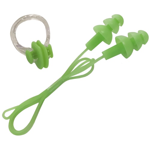 B31576 Набор для плавания беруши на шнурке и зажим для носа (зеленый)