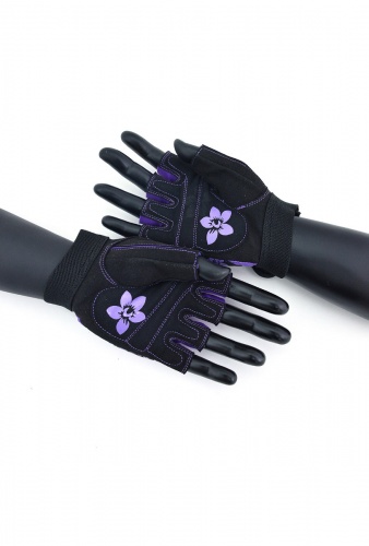 Перчатки для женские замш черно-фиолетовые X11