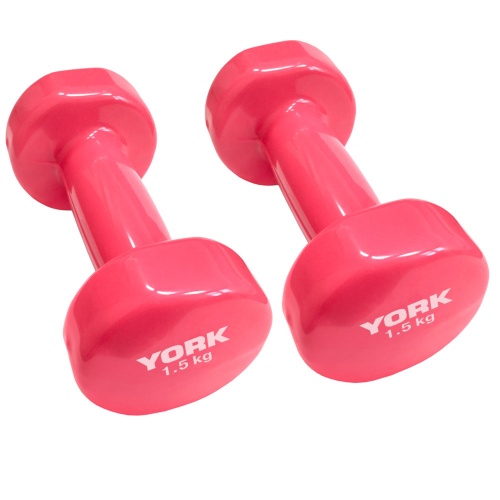 DBY100 Гантель виниловая "York" 1.5кг (розовая) арт.B26316