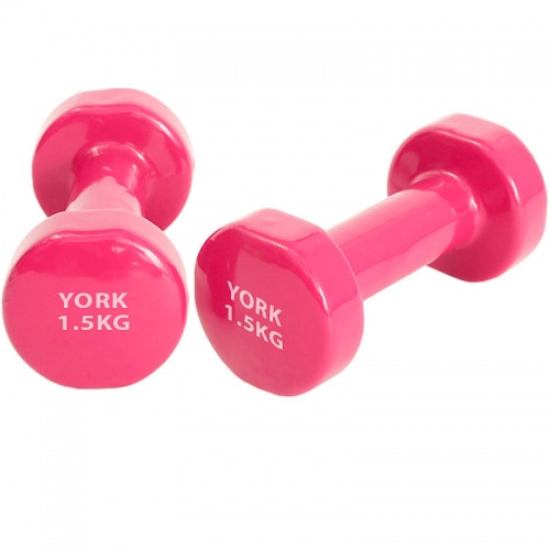 YGB100 Гантель виниловая "York" 1.5 кг (розовая)  B31376